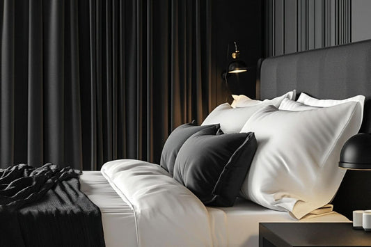 An elegant and cozy bedroom with blackout curtains