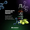 KAVEBROS bedtime spray bottle with hops and molecular structures on a dark background